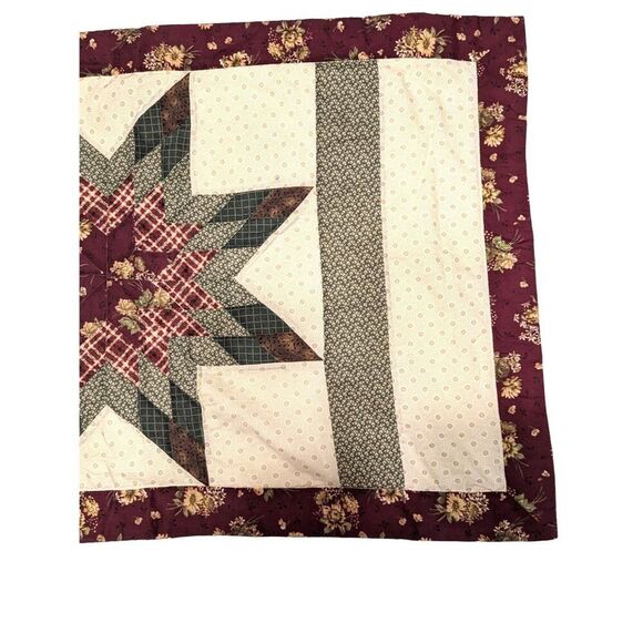 Quilted Star Pillow Bed Sham Floral Large 25 x 41-inch Cotton Polyester - Picture 4 of 7
